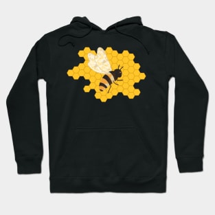 Cute Black Bee on Yellow Honeycomb Hoodie